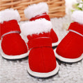 Christmas Pet Warm Shoes - Red Casual Winter Footwear Apex Living Pets Co