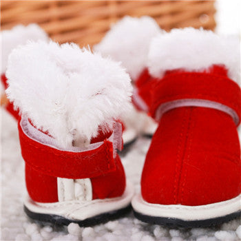 Christmas Pet Warm Shoes - Red Casual Winter Footwear Apex Living Pets Co