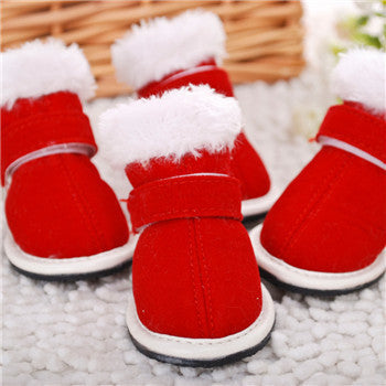 Christmas Pet Warm Shoes - Red Casual Winter Footwear Apex Living Pets Co