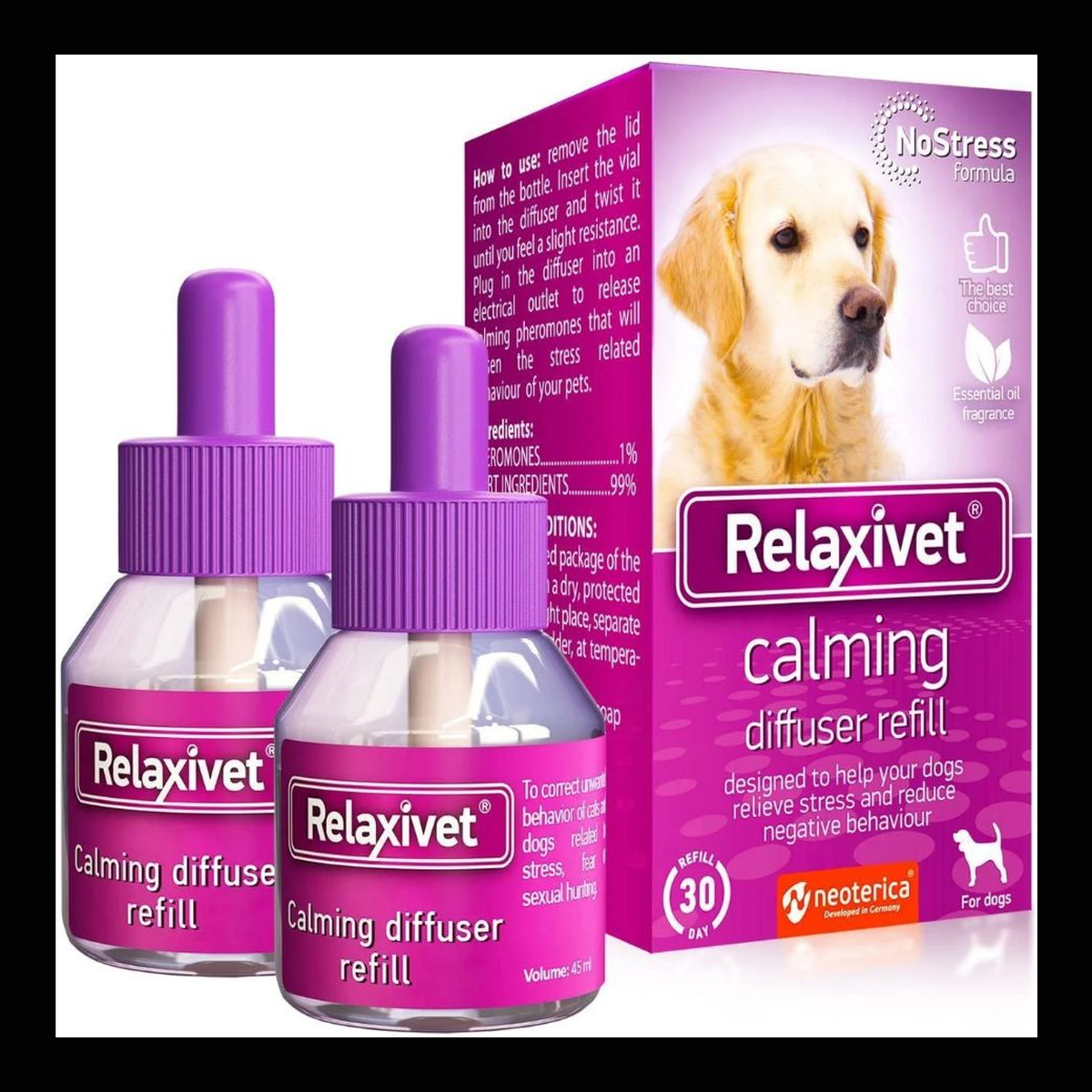 Apex CalmHome dog pheromone diffuser refill 2-pack with black brand border