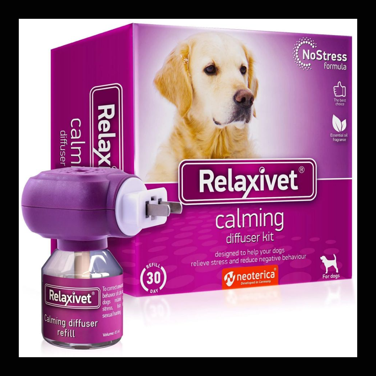 Apex CalmHome plug-in dog pheromone diffuser starter kit with black brand border