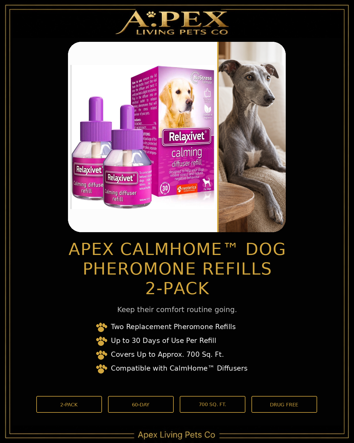Apex CalmHome dog pheromone diffuser refill 2-pack product card