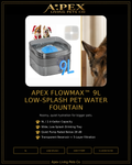 Apex FlowMax 9L low-splash pet water fountain product card