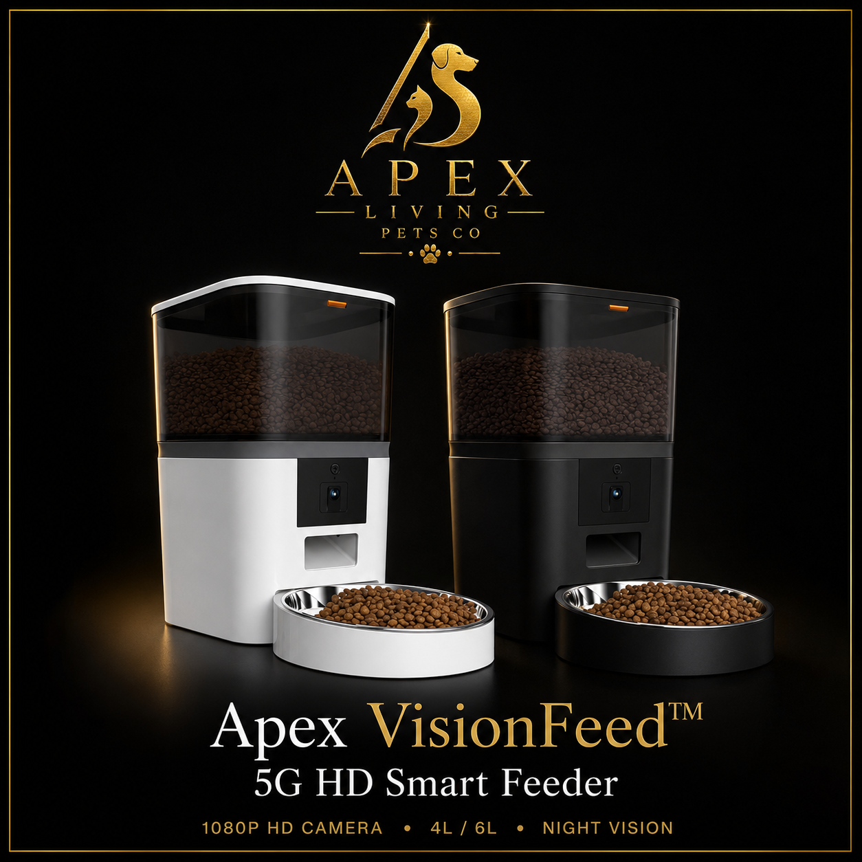 Apex VisionFeed 5G HD Smart Feeder in white and black