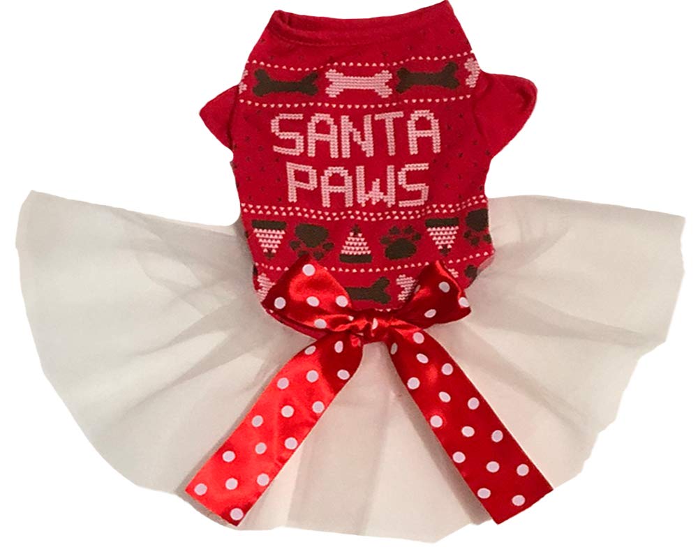 Petitebella Christmas Theme Puppy Dog Dress (Red Santa Medium) Apex Living Pets Co