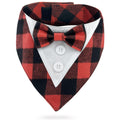KOOLMOX Dog Tuxedo Plaid Red Dog Wedding Dress Dog Birthday Bow Tie Bandana Collar Dog Formal Wear Male Tuxedo Bandana Costume Adjustable Dog Formal Outfit or Large Dogs Pets Red XL Apex Living Pets Co
