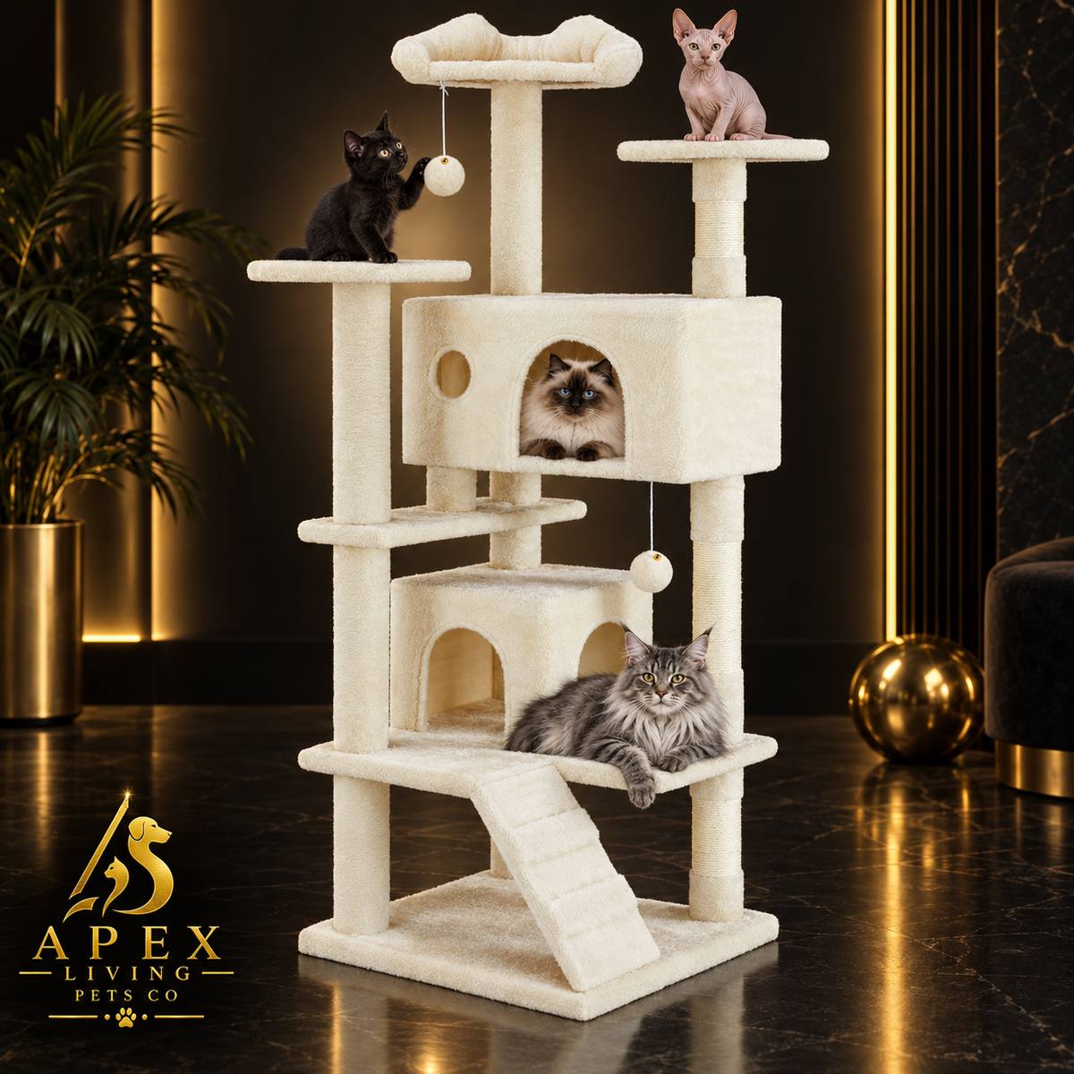 Apex SkyNest™ 54-Inch Multi-Level Cat Tree Apex Living Pets Co