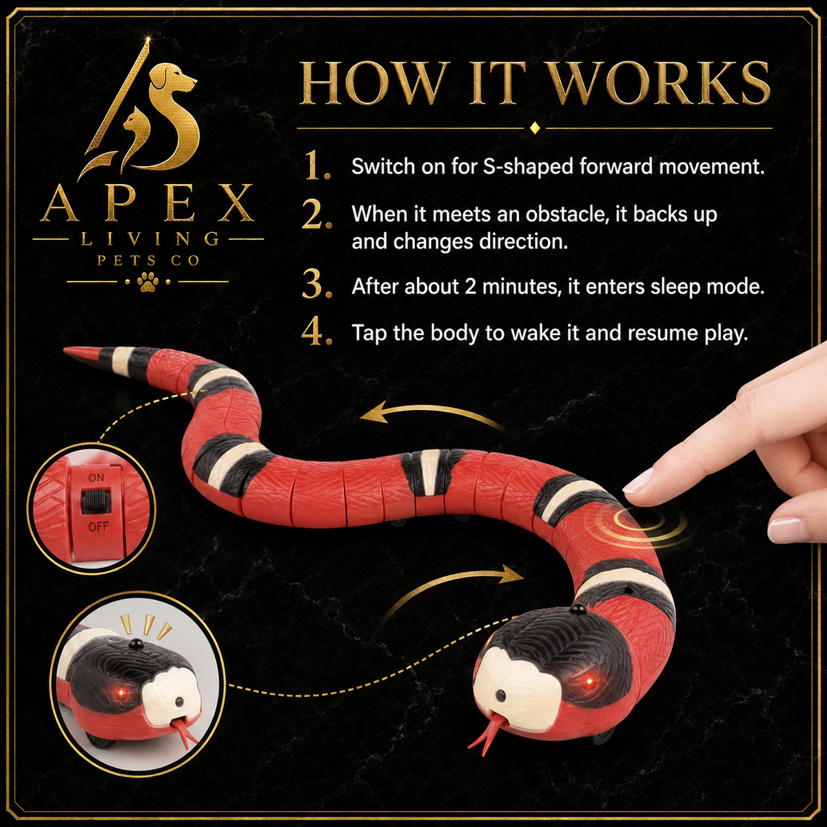 Apex Serpent™ Interactive Cat Snake Toy Apex Living Pets Co