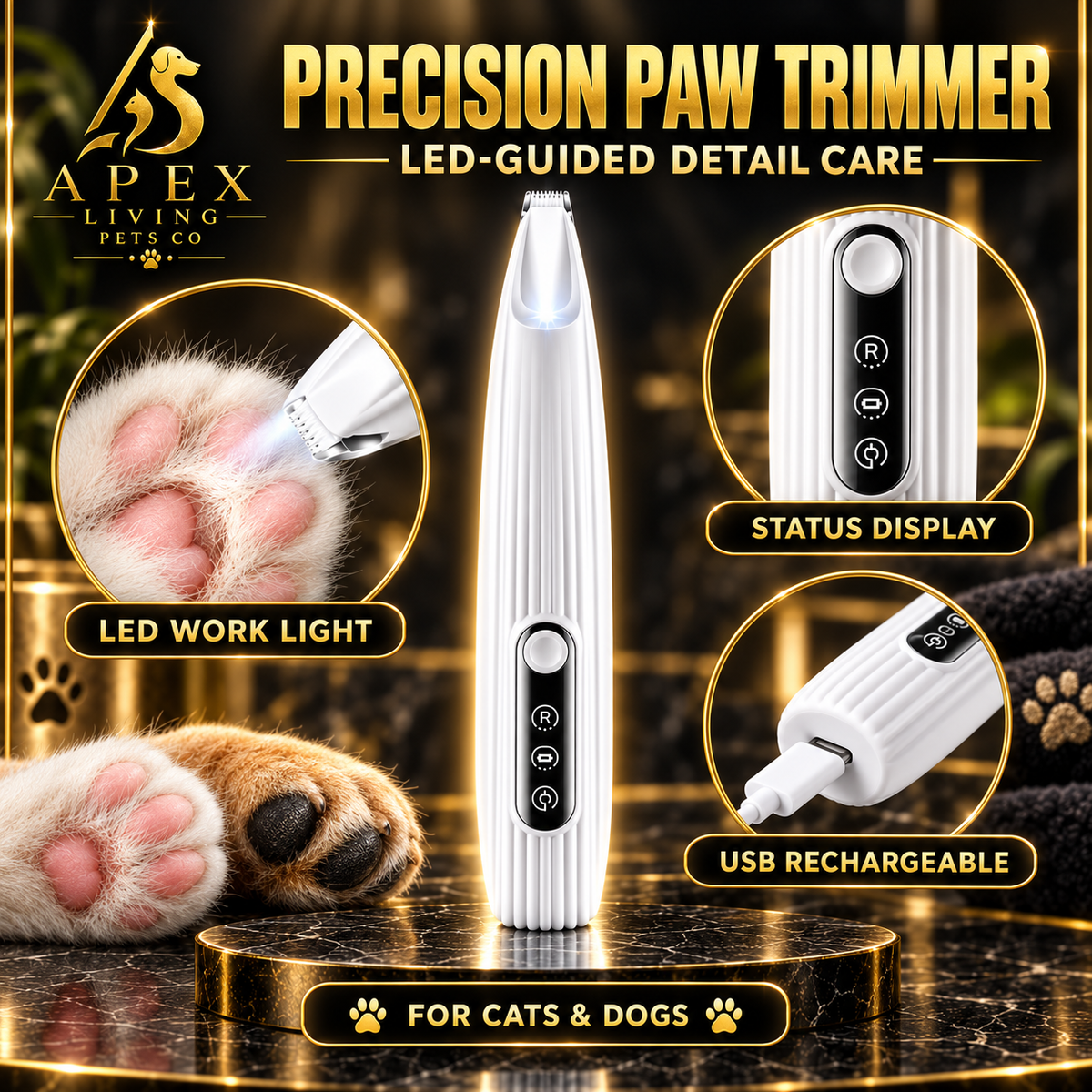 Apex PawTrim™ LED Precision Paw Trimmer Apex Living Pets Co