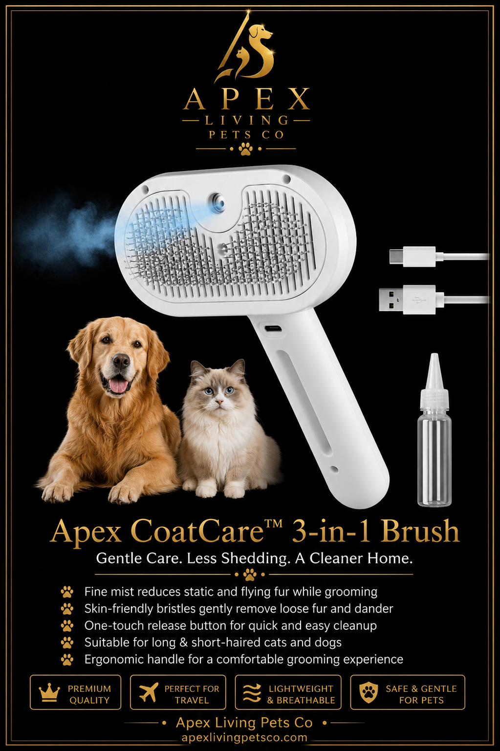 Apex CoatCare™ 3-in-1 Brush